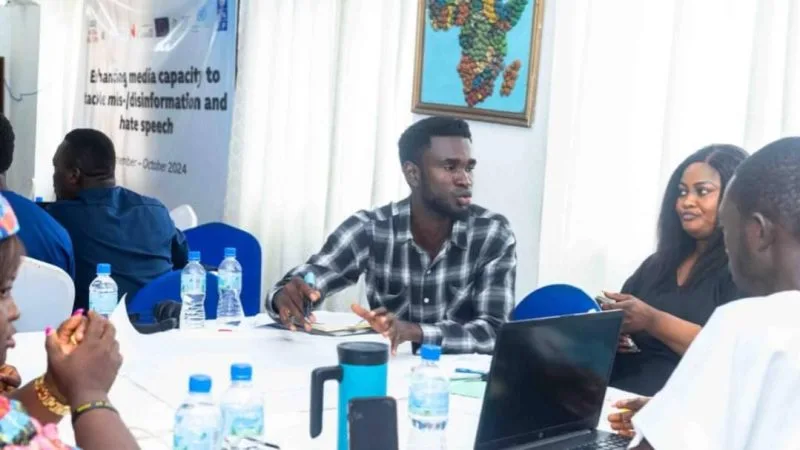 Participants at a BBC Media Action training